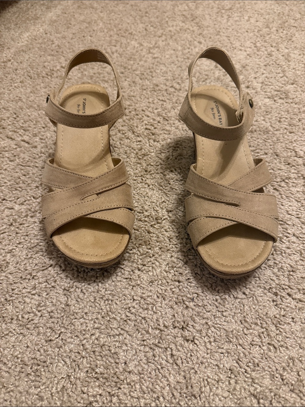 St. John's Bay Tan Crisscross Strap Wedge Sandals